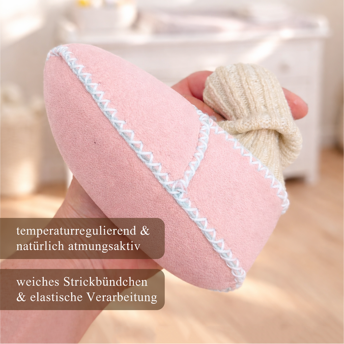 Baby-Lammfellschuhe ROSA | weiches Strickbündchen