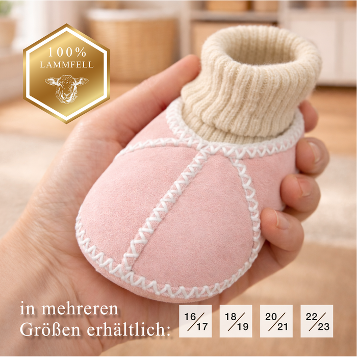 Baby-Lammfellschuhe ROSA | weiches Strickbündchen