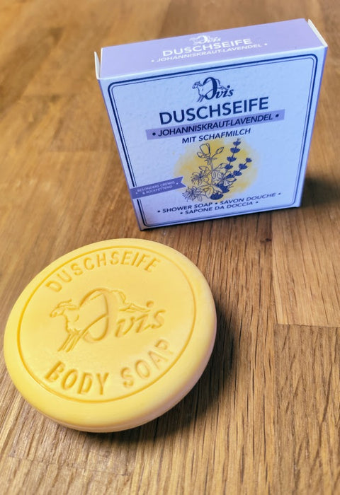 Duschseife  Johanneskraut-Lavendel mit Schafmilch