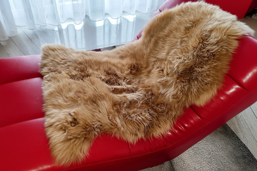 🐑 Merino-Schaffell Beige-Gold – Langhaar ✨