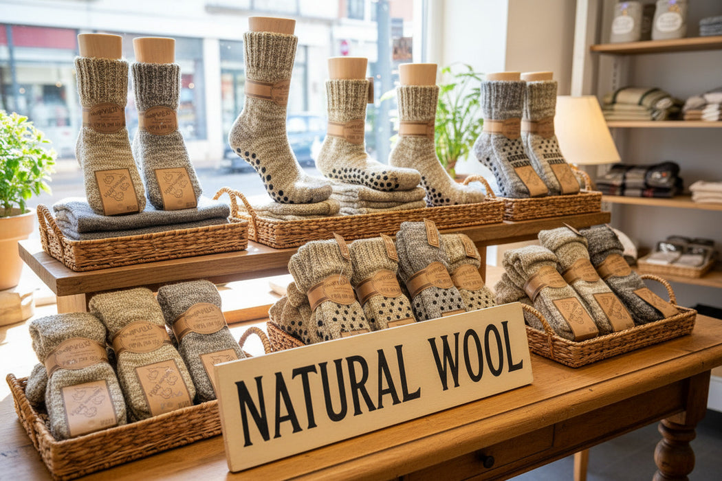 🧦 Kuschelige Wollsocken mit Umschlag &amp; Anti-Rutsch-Druck