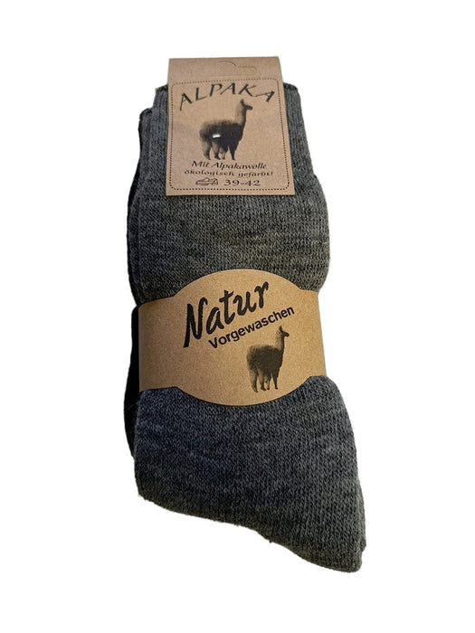 Alpaka, 2 Paar Socken schwarz und grau.