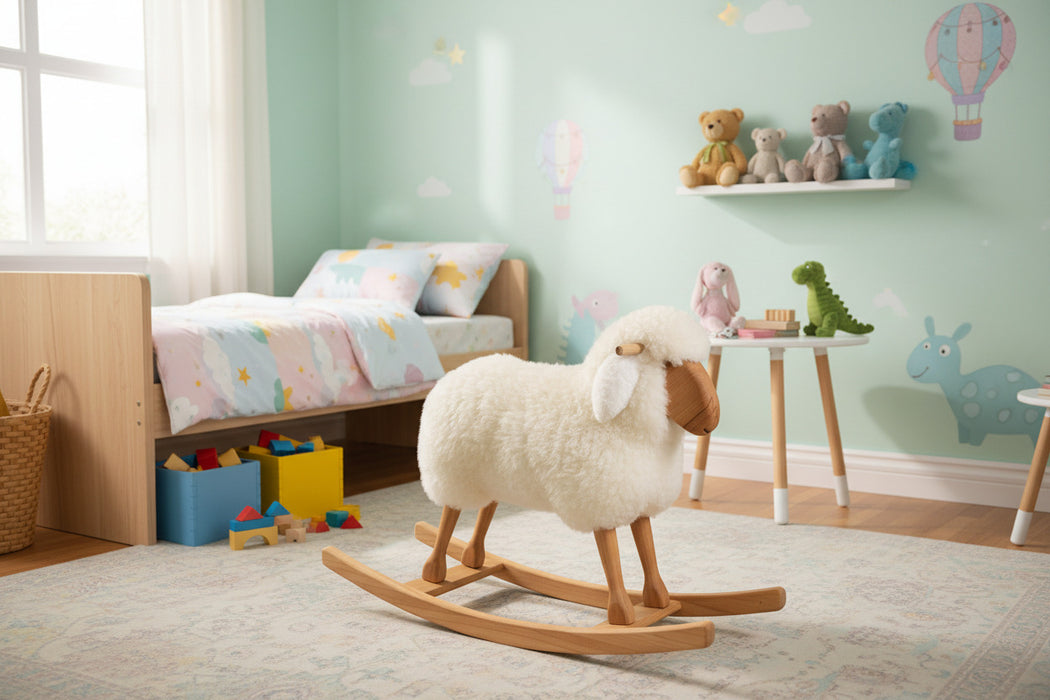 Flauschiges Holzschaf mit echtem Schaffell – Der Hingucker für jedes Zuhause! 🐑✨