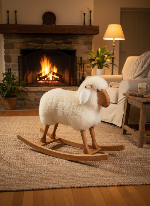Flauschiges Holzschaf mit echtem Schaffell – Der Hingucker für jedes Zuhause! 🐑✨