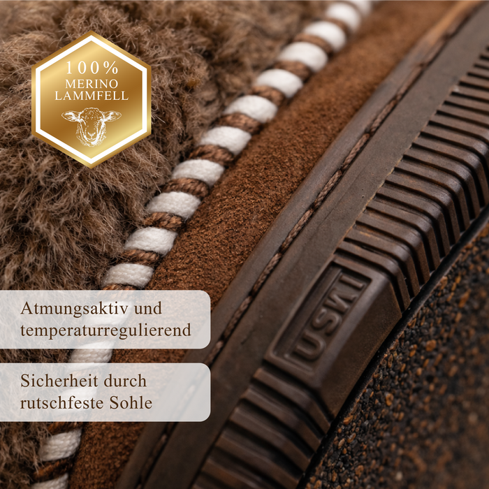 Merino-Lammfell Hausschuhe MOCCA | Damen & Herren