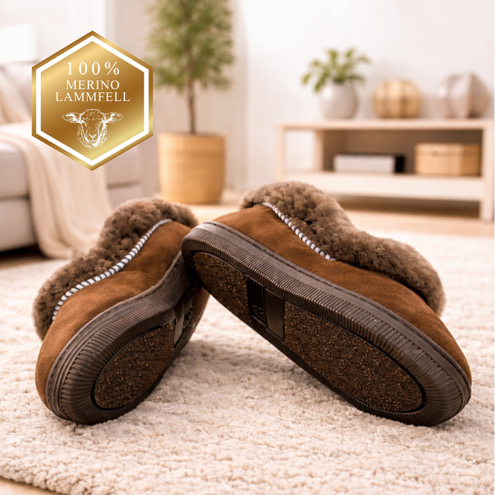 Merino-Lammfell Hausschuhe MOCCA | Damen & Herren