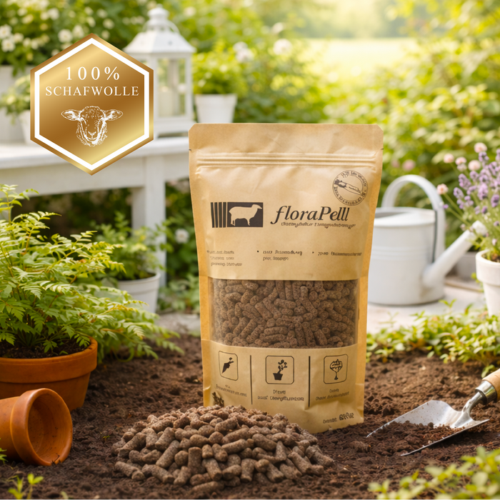 floraPell Pellets | Schafwolle-Langzeitdünger, 450g Beutel