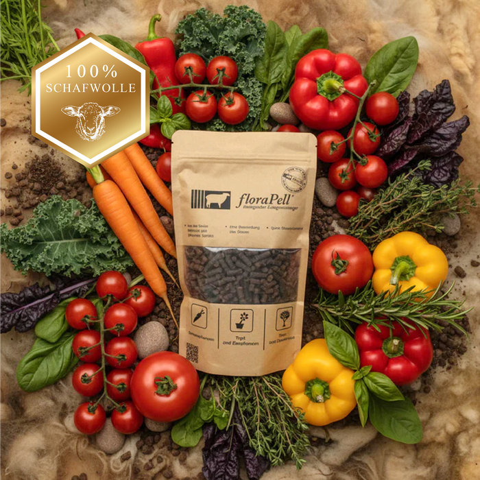floraPell Pellets | Schafwolle-Langzeitdünger, 450g Beutel