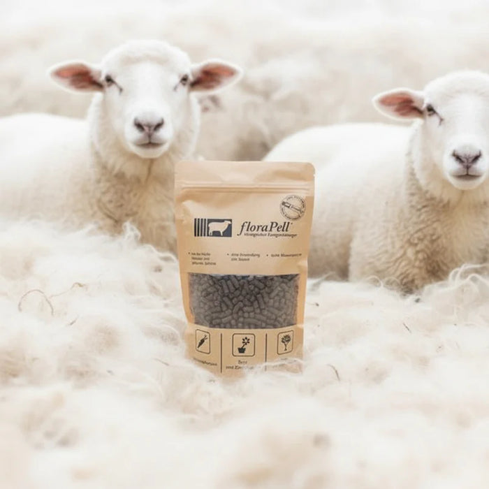floraPell Pellets | Schafwolle-Langzeitdünger, 450g Beutel